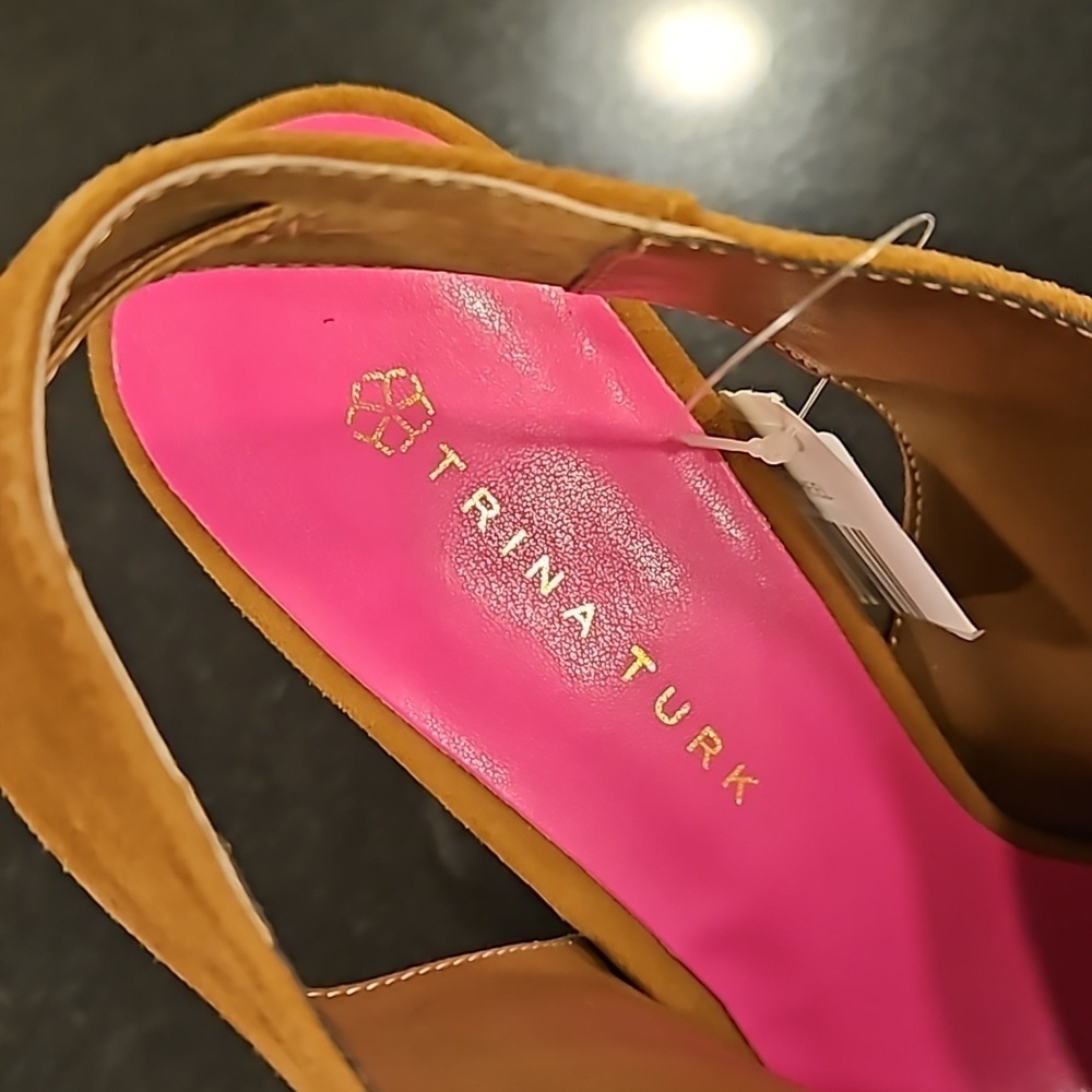 💕TRINA TURK💕 Sunset Blvd Suede Slingback Heels ~ Tan 10 New with Box (No Lid) - Picture 10 of 16